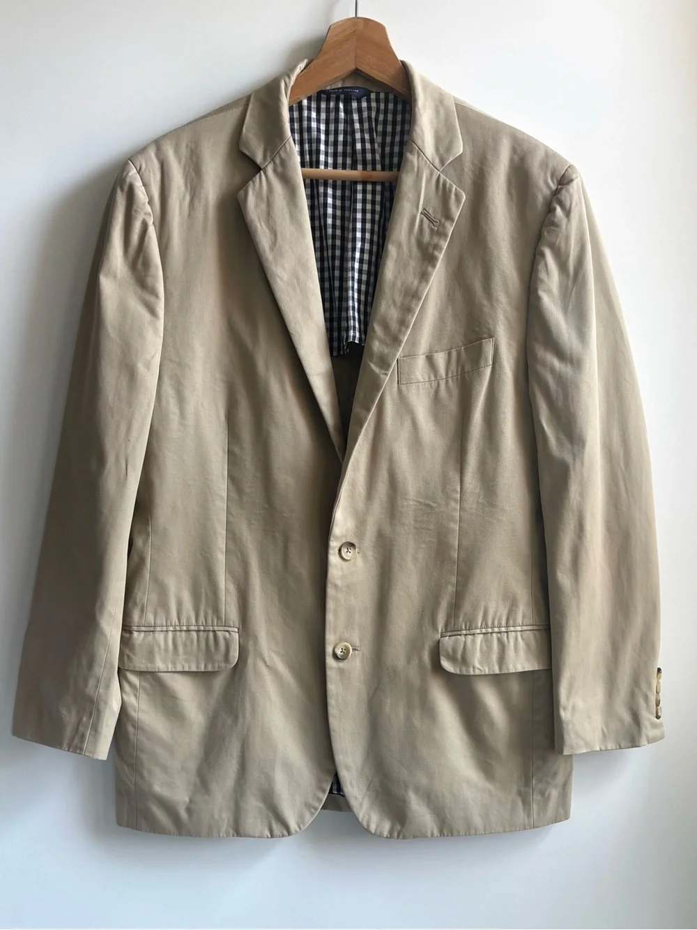 Brooks Brothers Men's 1818 Fitzgerald Fit Crespi  Suit Jacket Khaki Tan 42R/W36